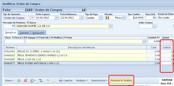 Compra Facturar Lo Suritido