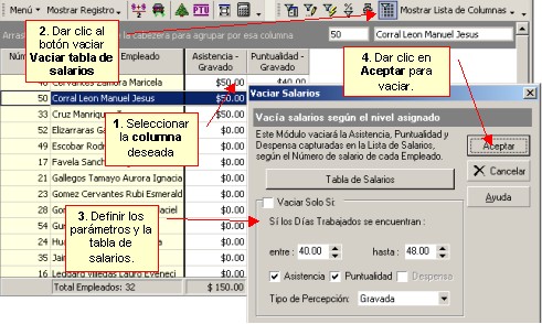 Vaciar tabla de salarios