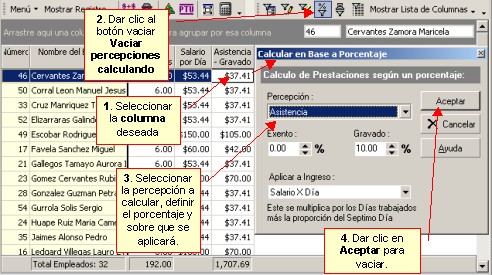 Vaciar percepciones calculando